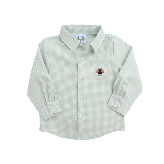Turkey Day Button Down Boys Shirt