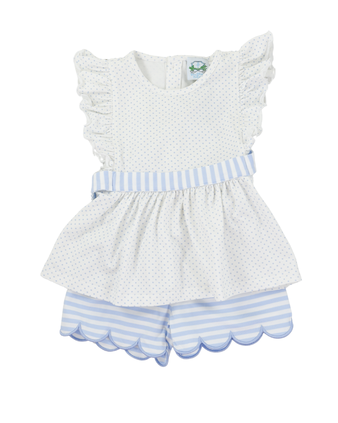 Blue Bitty Dot Girls Short Set