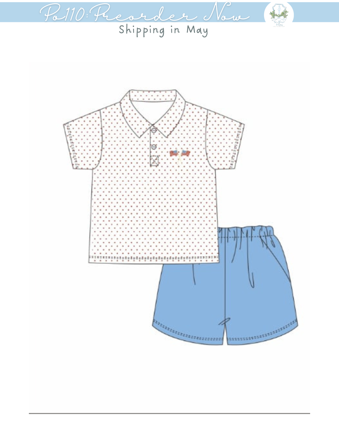 PO110: American Hand Stitch Flag Polo Set