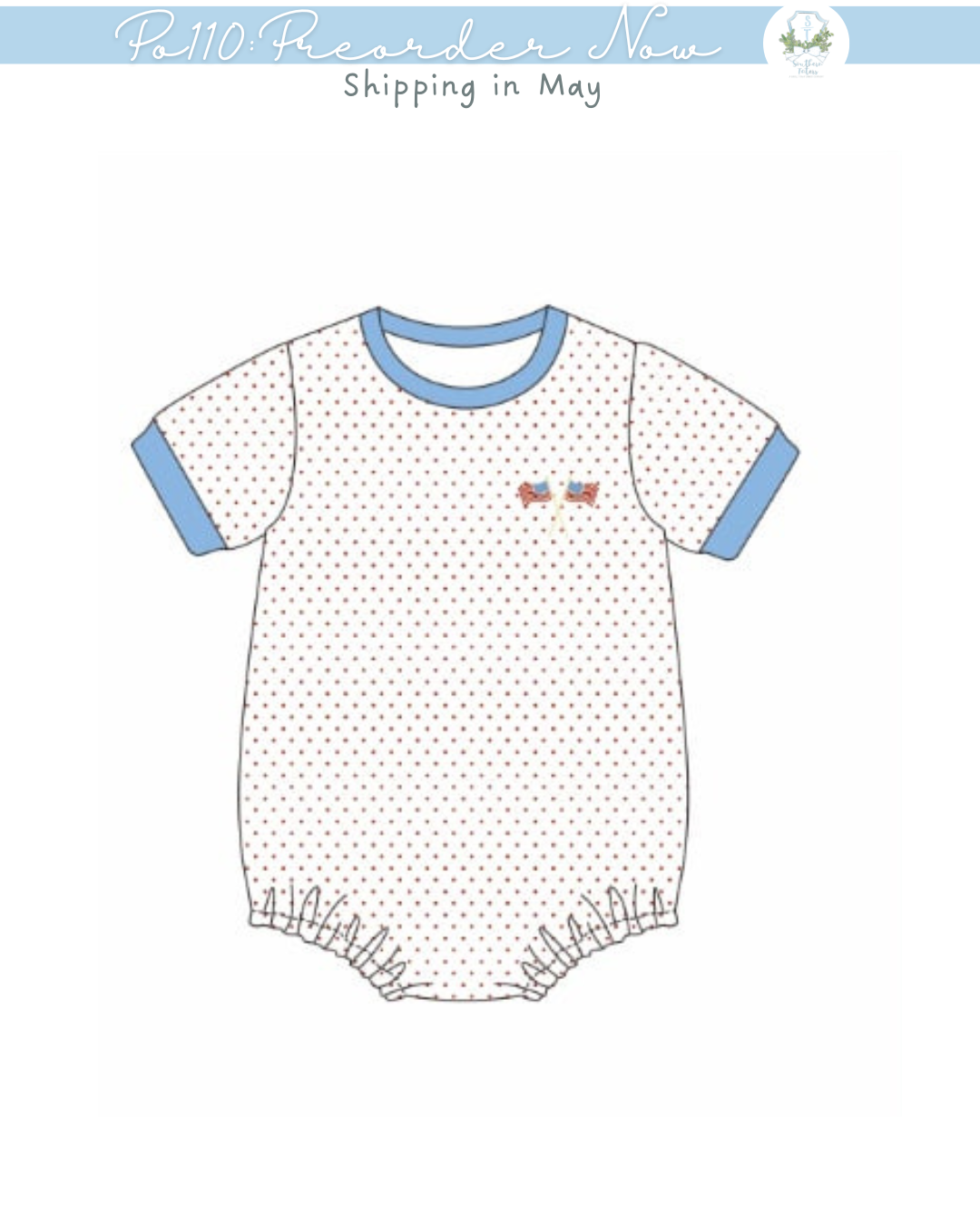 PO110: American Hand Stitch Flags Boy Bubble