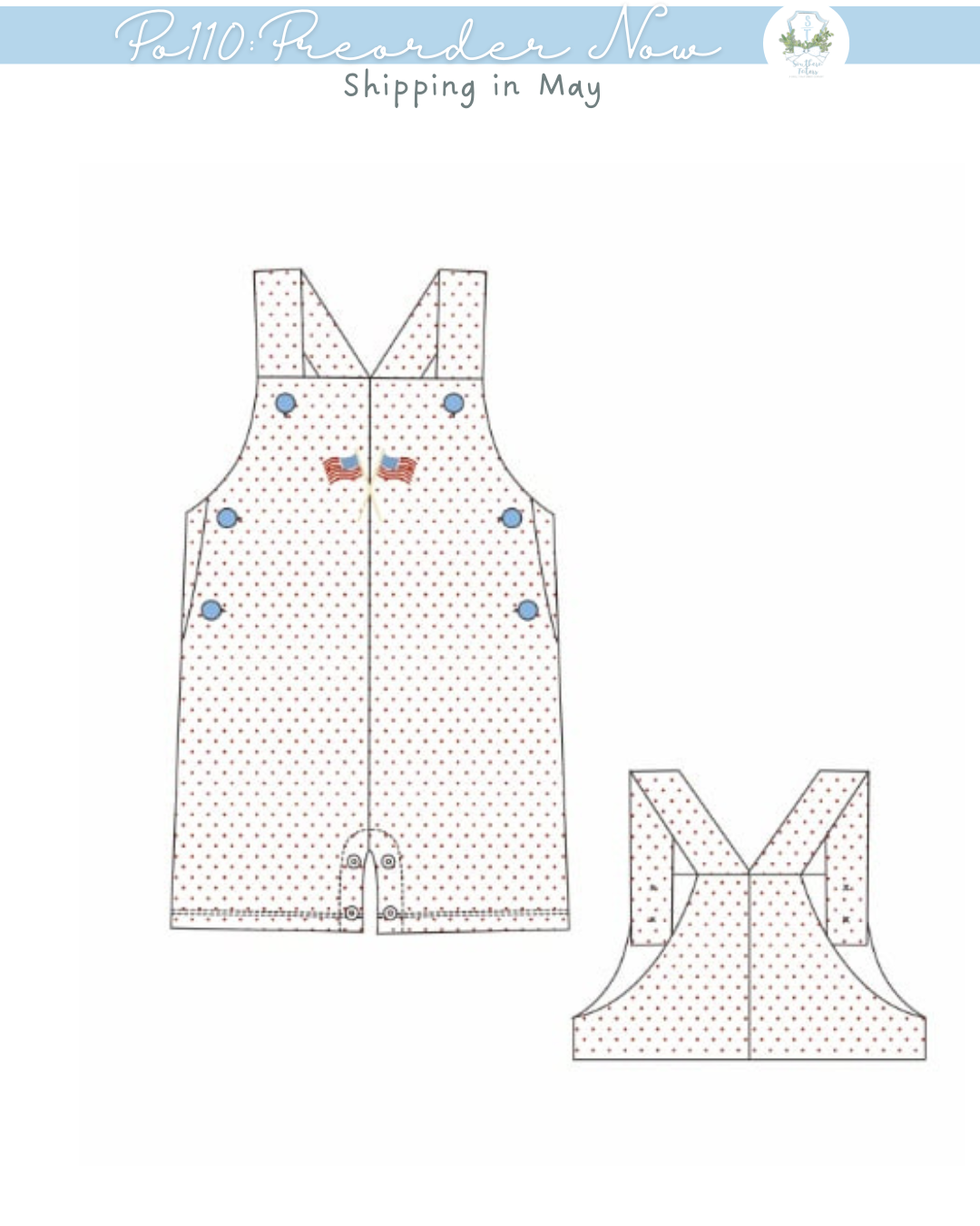 PO110: American Hand Stitch Flags Boy Jon Jon