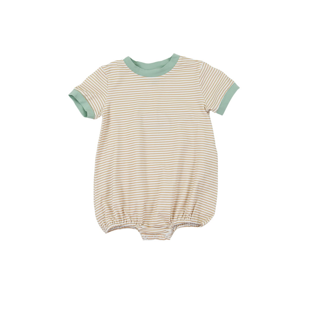 Simple Tan Stripe Knit Name Boy Bubble