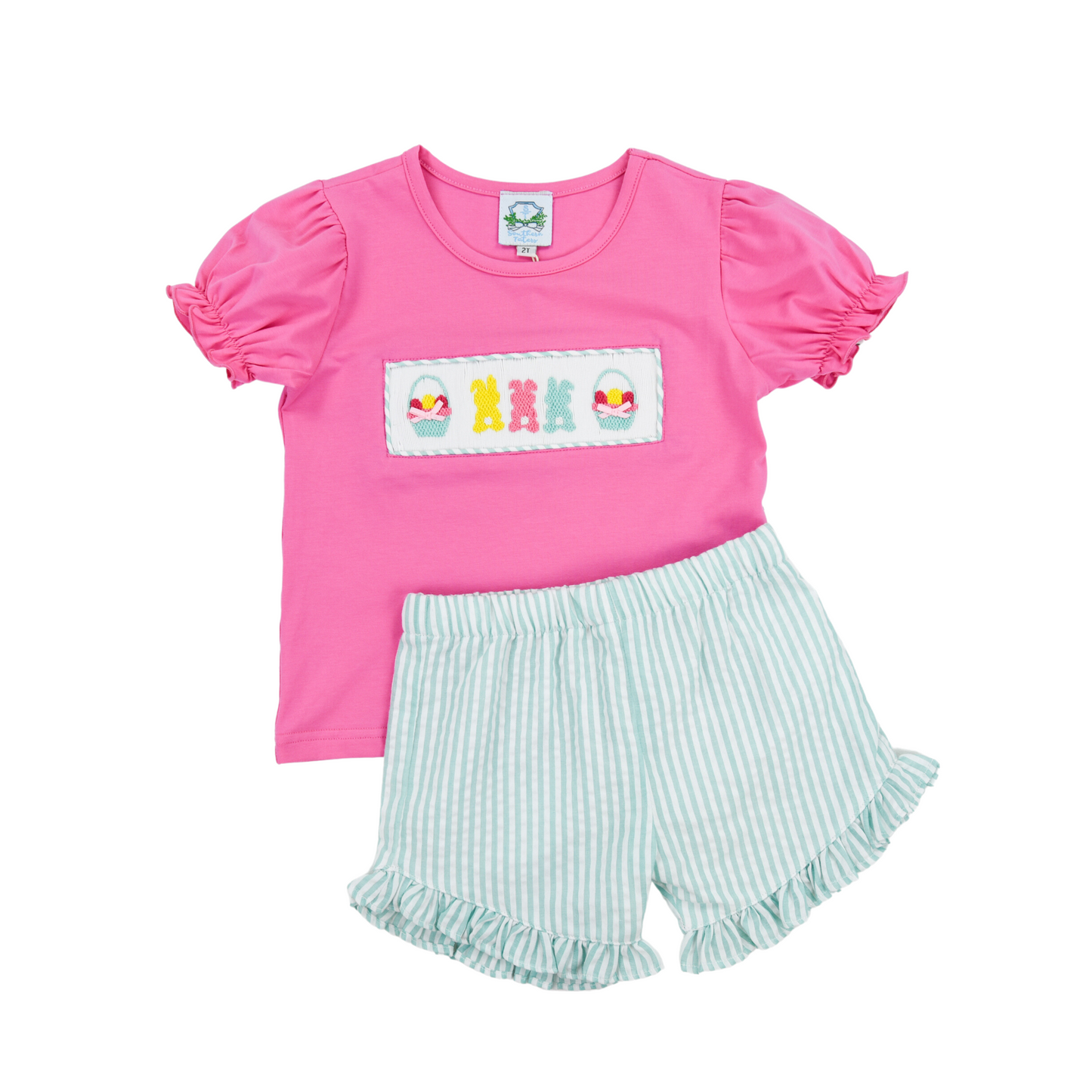 Egg Hunt Smocked Girls Short set