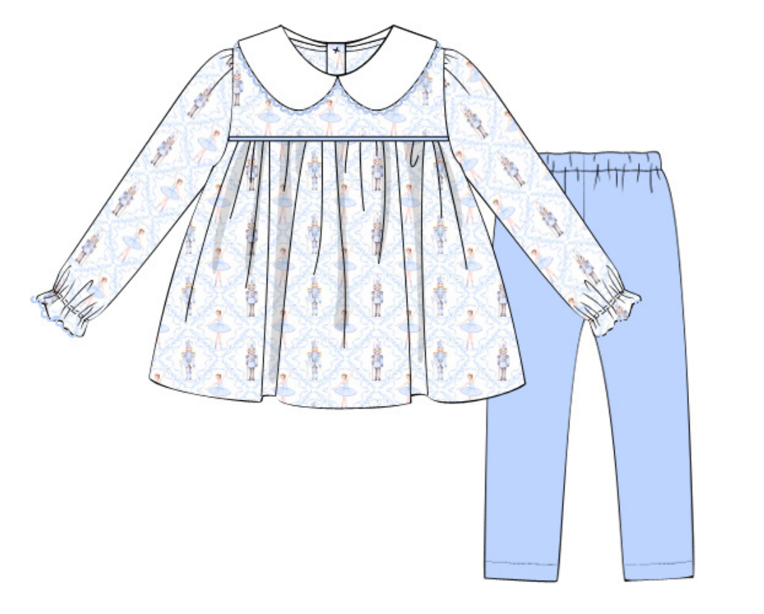 Blue Nutcracker Girl Pant Set