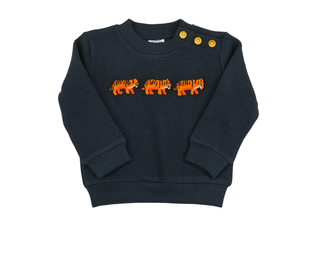 Orange Tiger French Knot Mascot Sweater