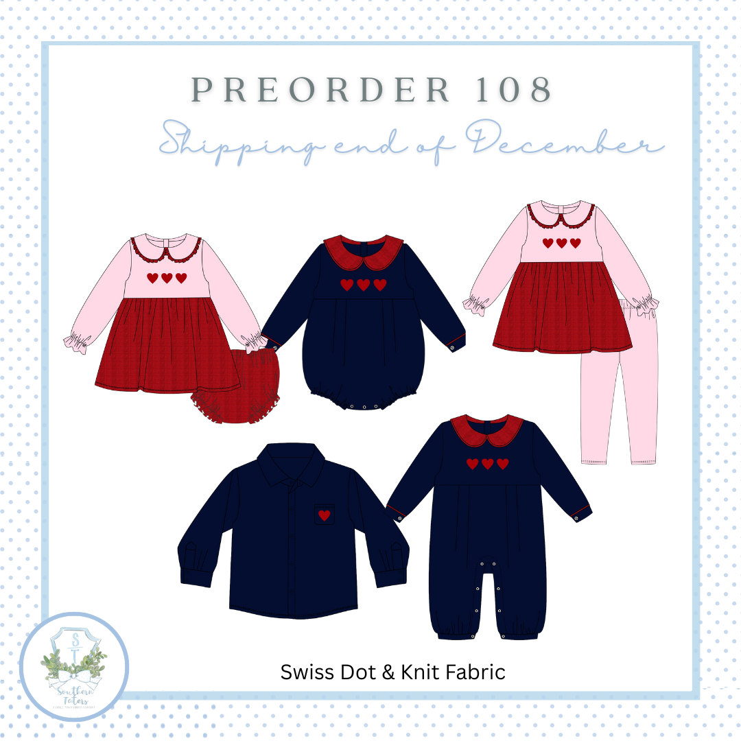 The image is a collection of five different outfits, including dresses and tops, with a focus on the colors red and navy blue. The outfits appear to be designed for shipping at the end of December.