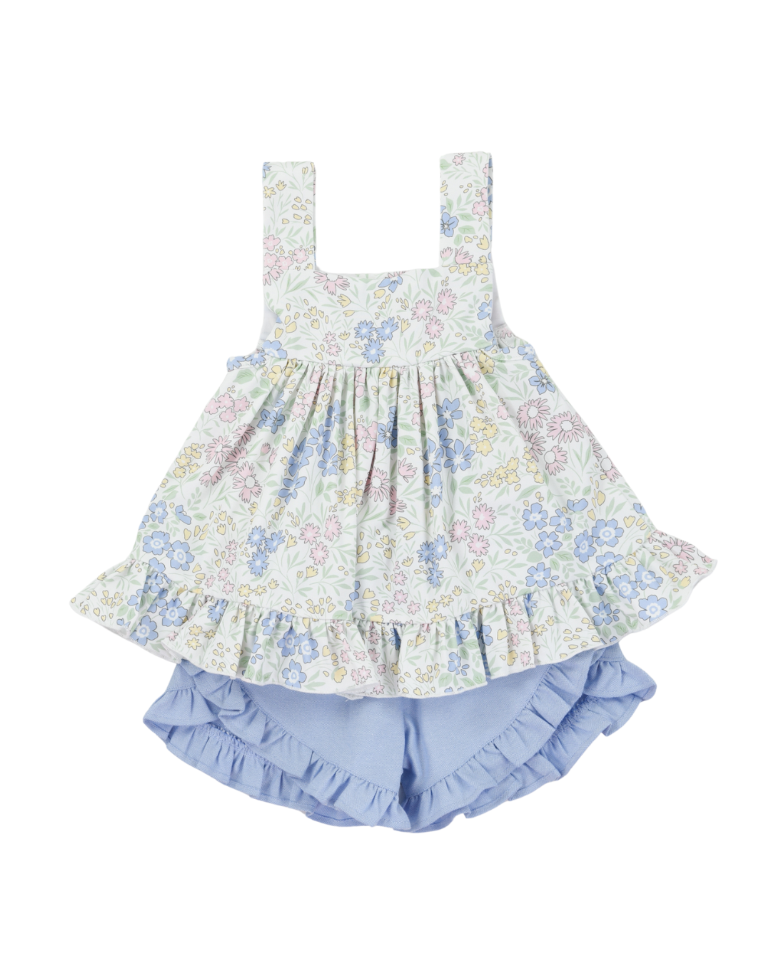 Yellow Simple Floral Short Set