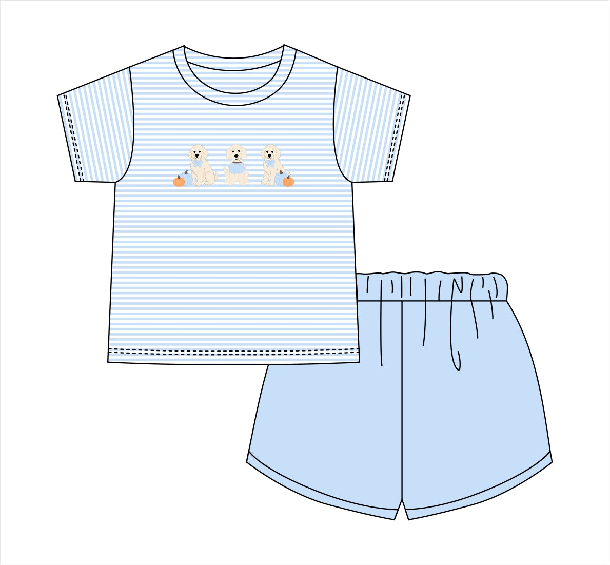 PO113: Pumpkin Pups Boy Short Set