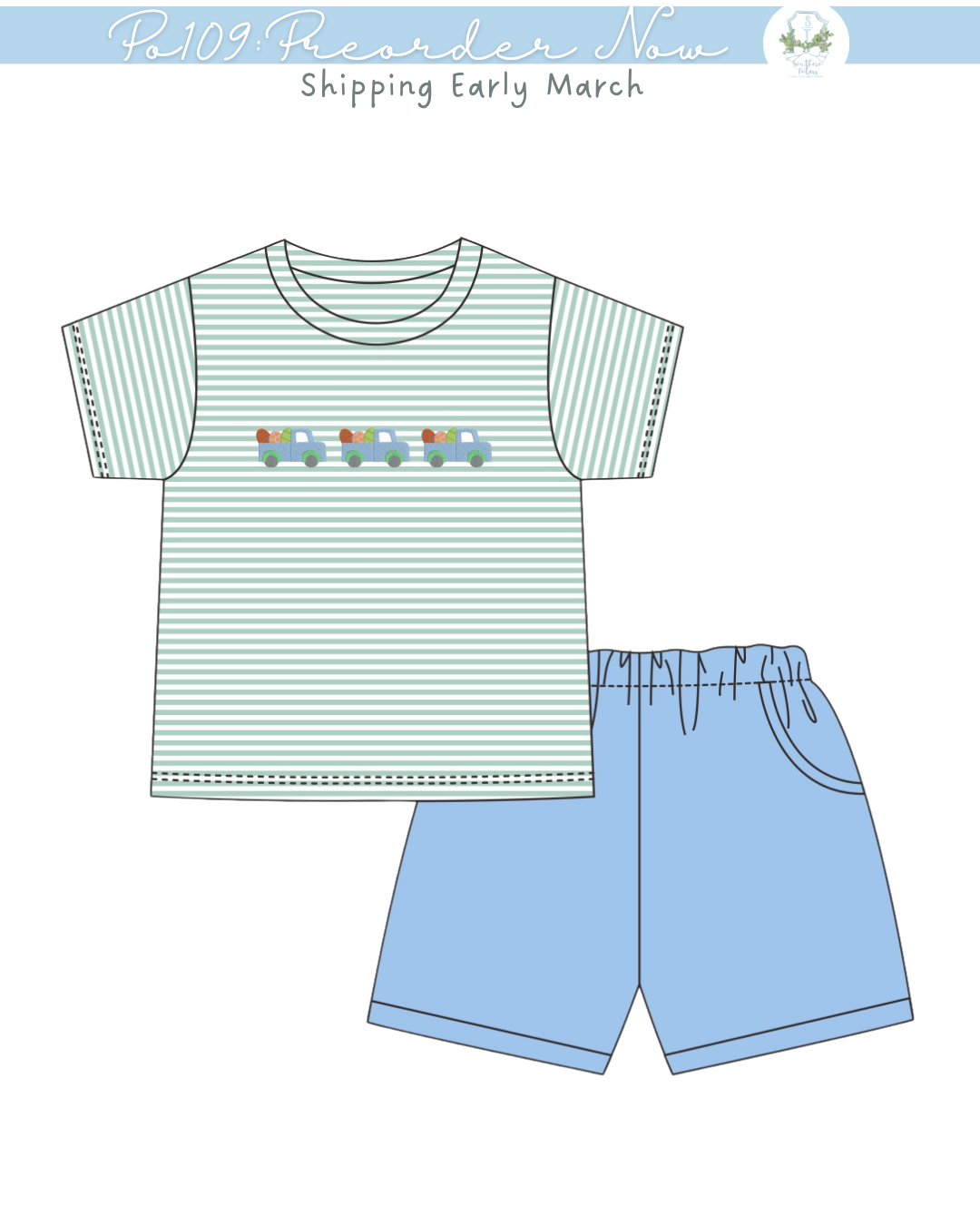 po109: Easter Egg Pickup Truck Short Set