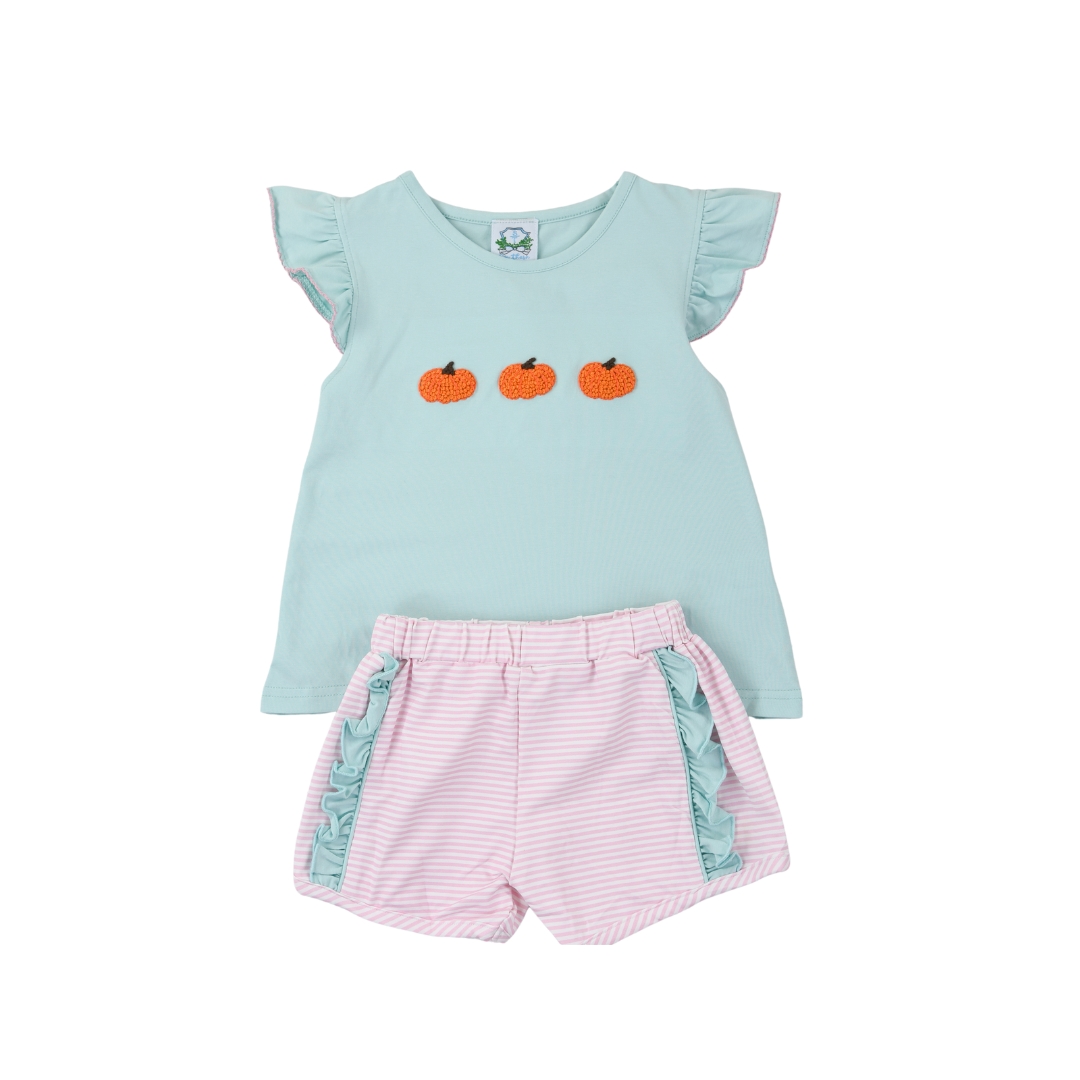 Mint Pumpkin Girl Short Set