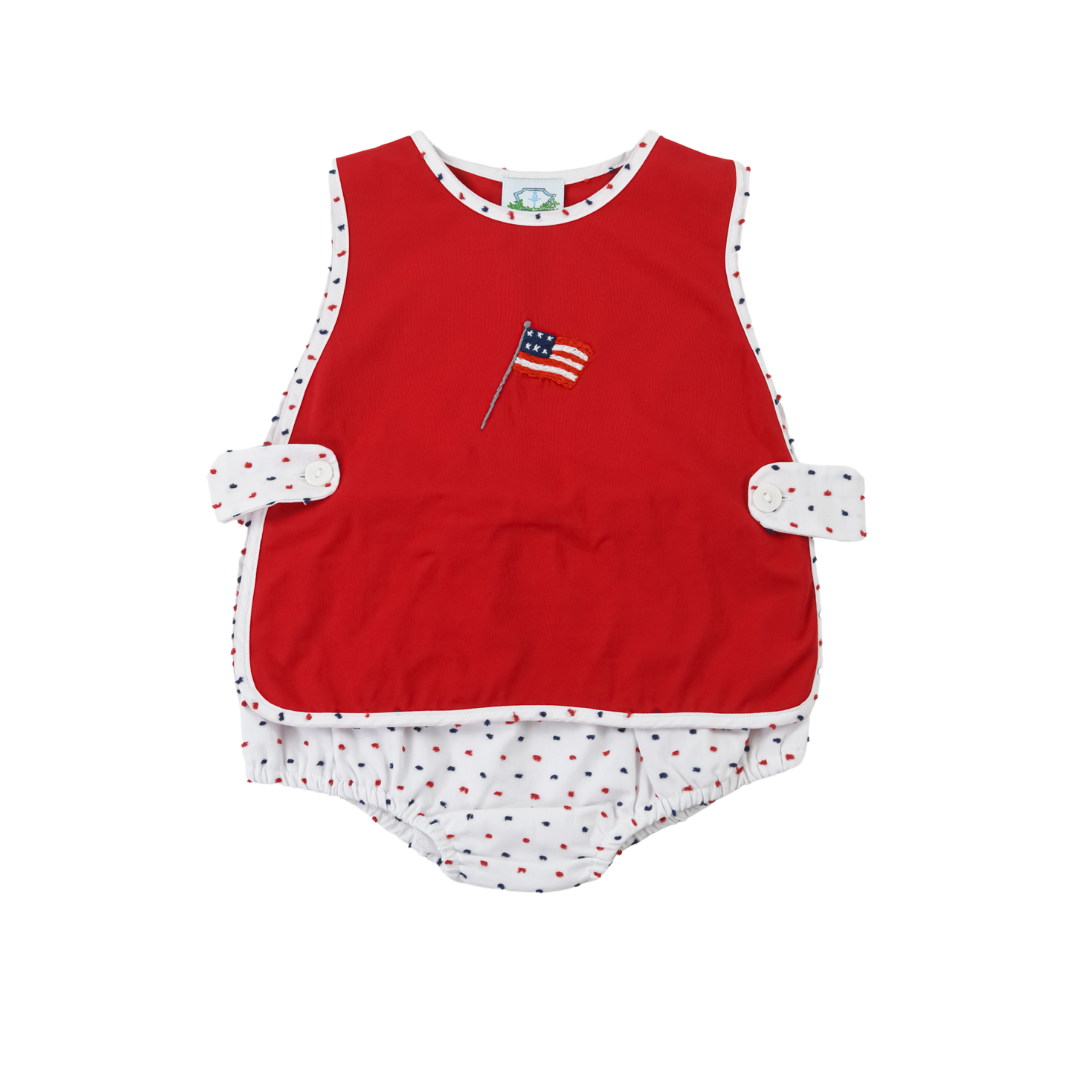 Swiss Dot Flag Diaper Set