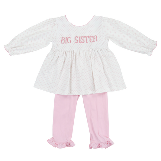 Pink Bitty Dot Frenchknot Name Girls Pants Set