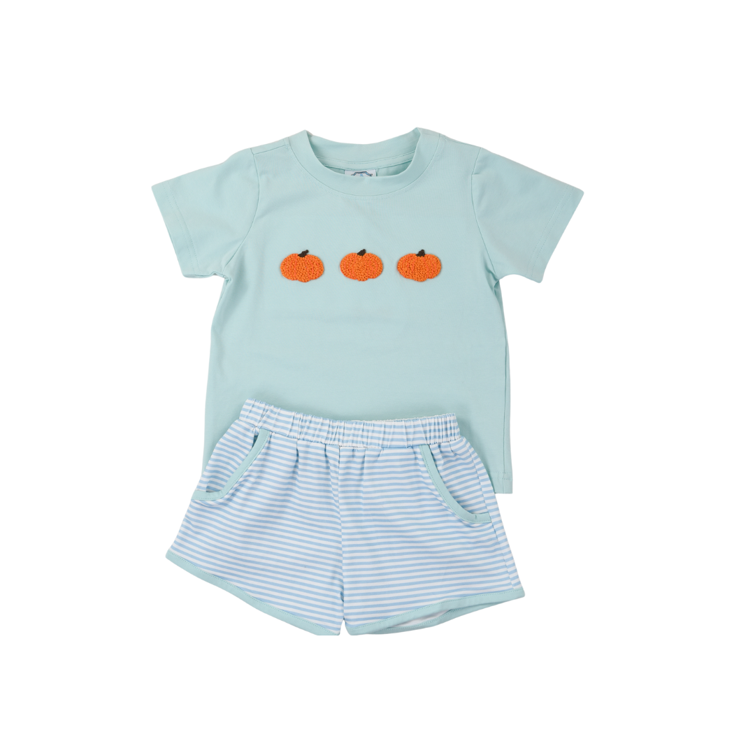 Mint Pumpkin Boy Short Set