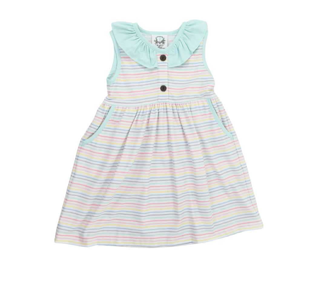 Mint and Pastel Stripes Collar Dress