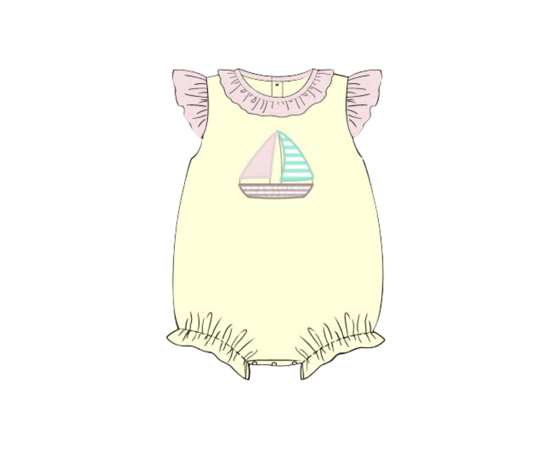 Sailboat Applique Girls Bubble