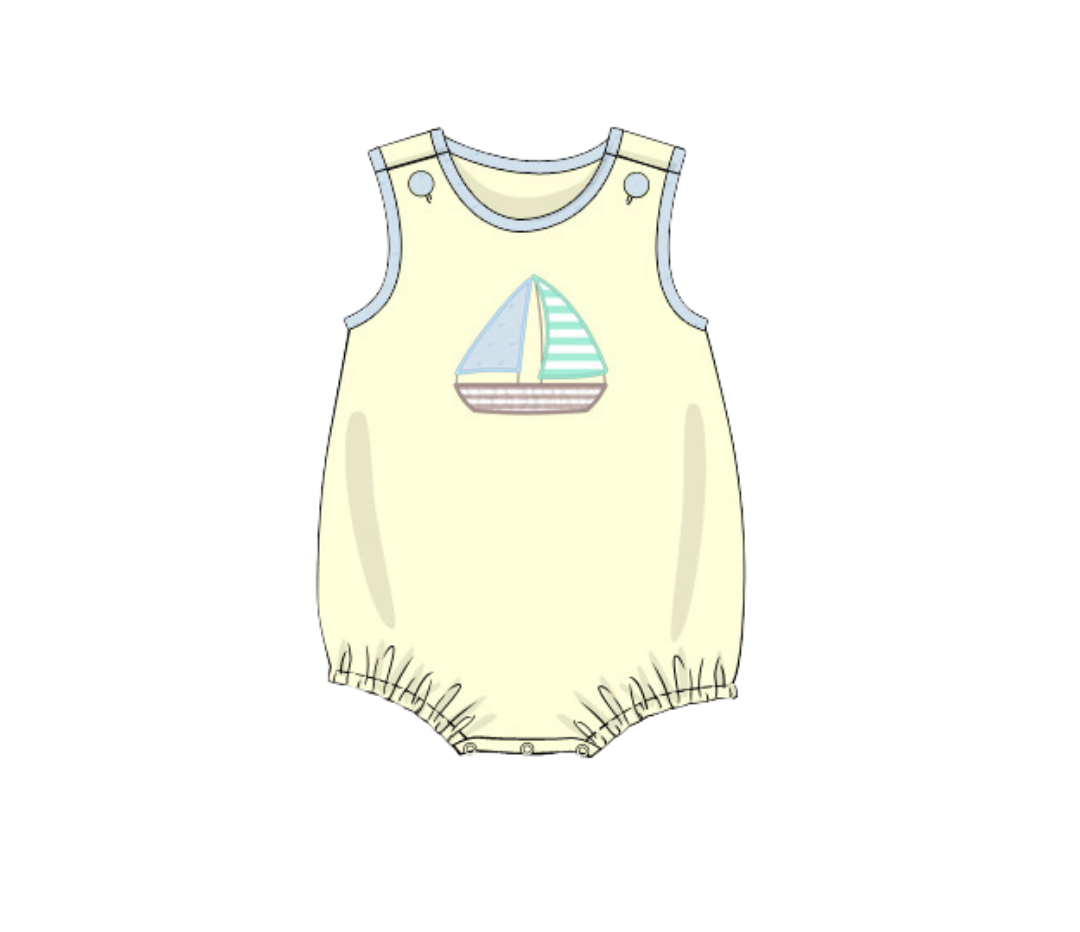 Sailboat Applique Boys Bubble