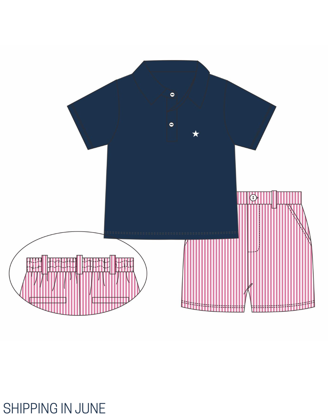 PO111: RW&B Stars Polo Short Set