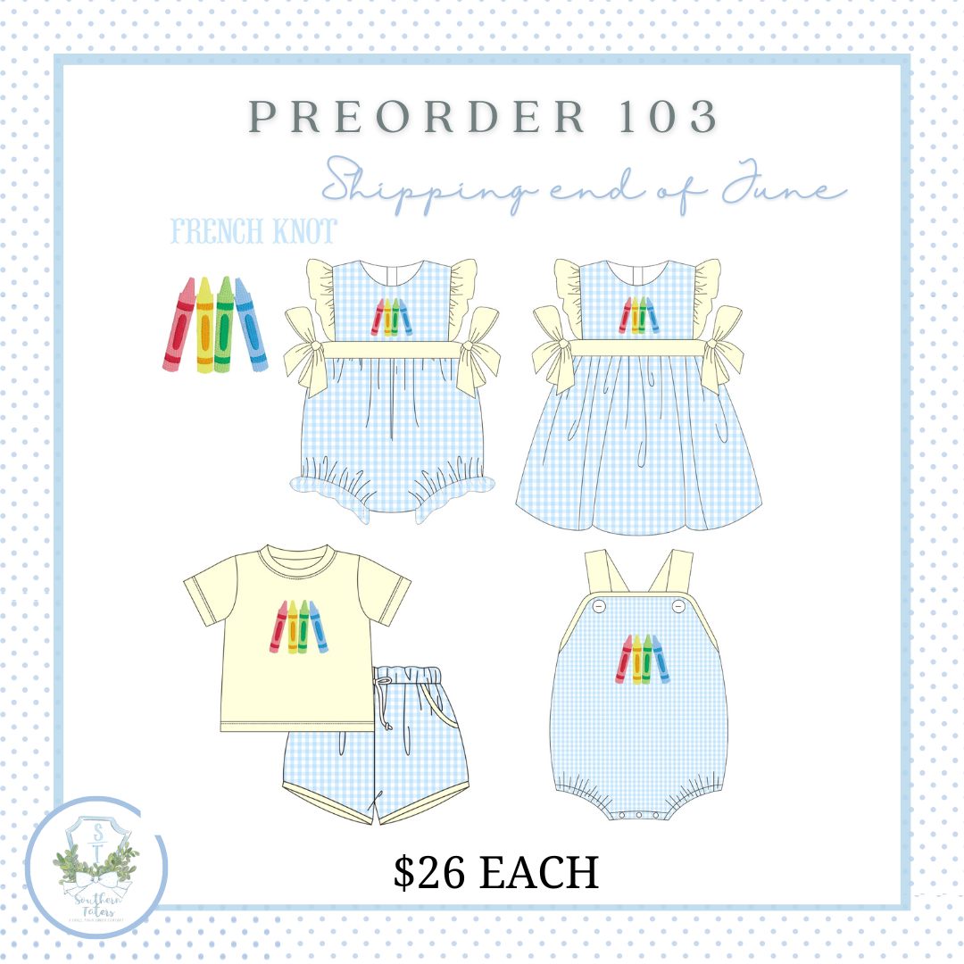 PO103: Blue Gingham Crayons Collection