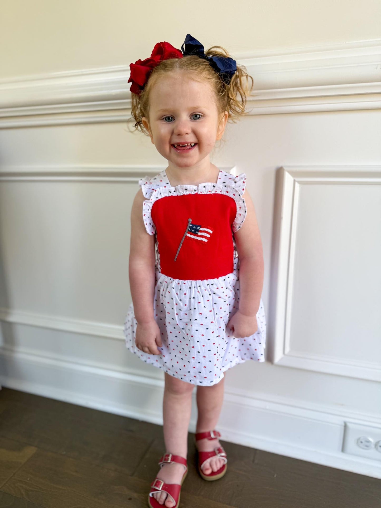 Swiss Dot Flag Girl Bubble