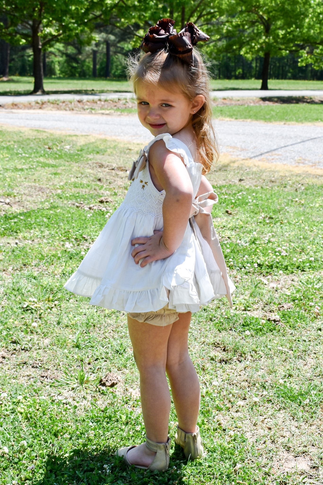 White Linen Bubble Short Set