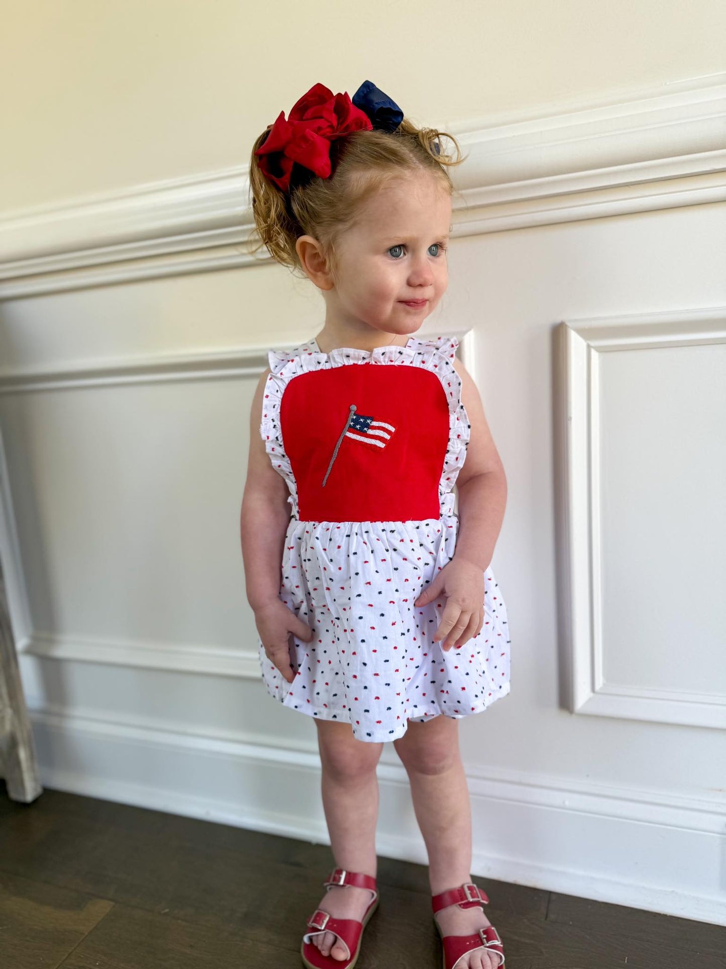 Swiss Dot Flag Girl Bubble