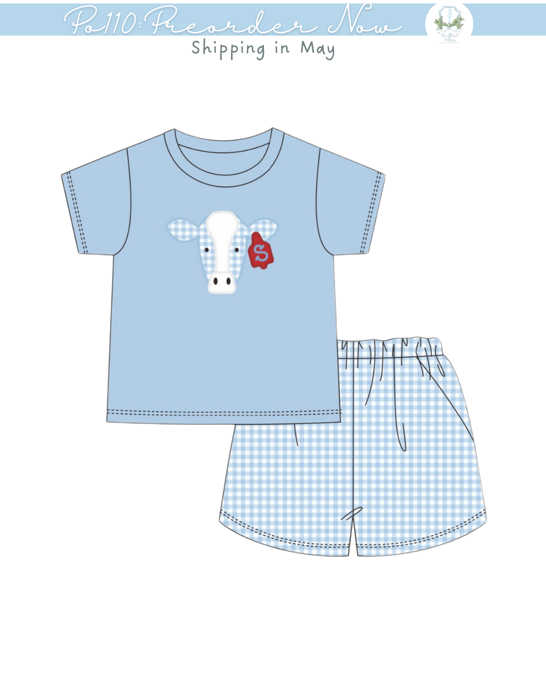 PO110: Cow Tag Short Set