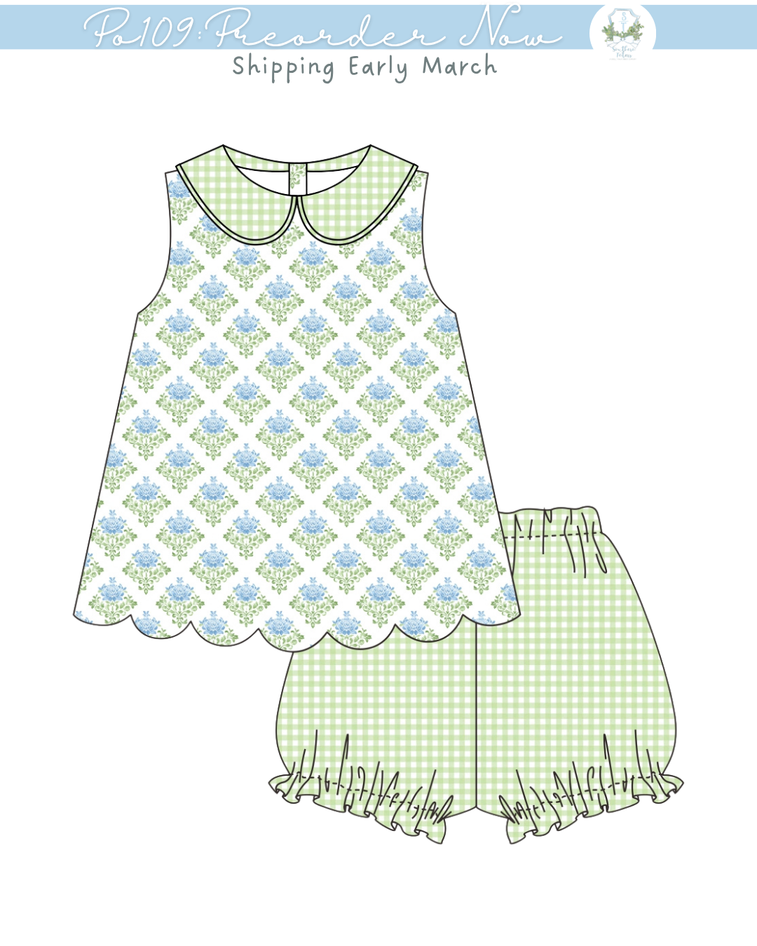 PO109: Spring in Bloom Girl Bubble Short Set