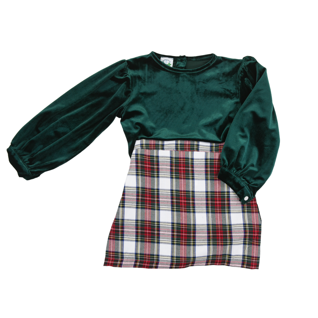 Christmas Eve Plaid Skirt Set
