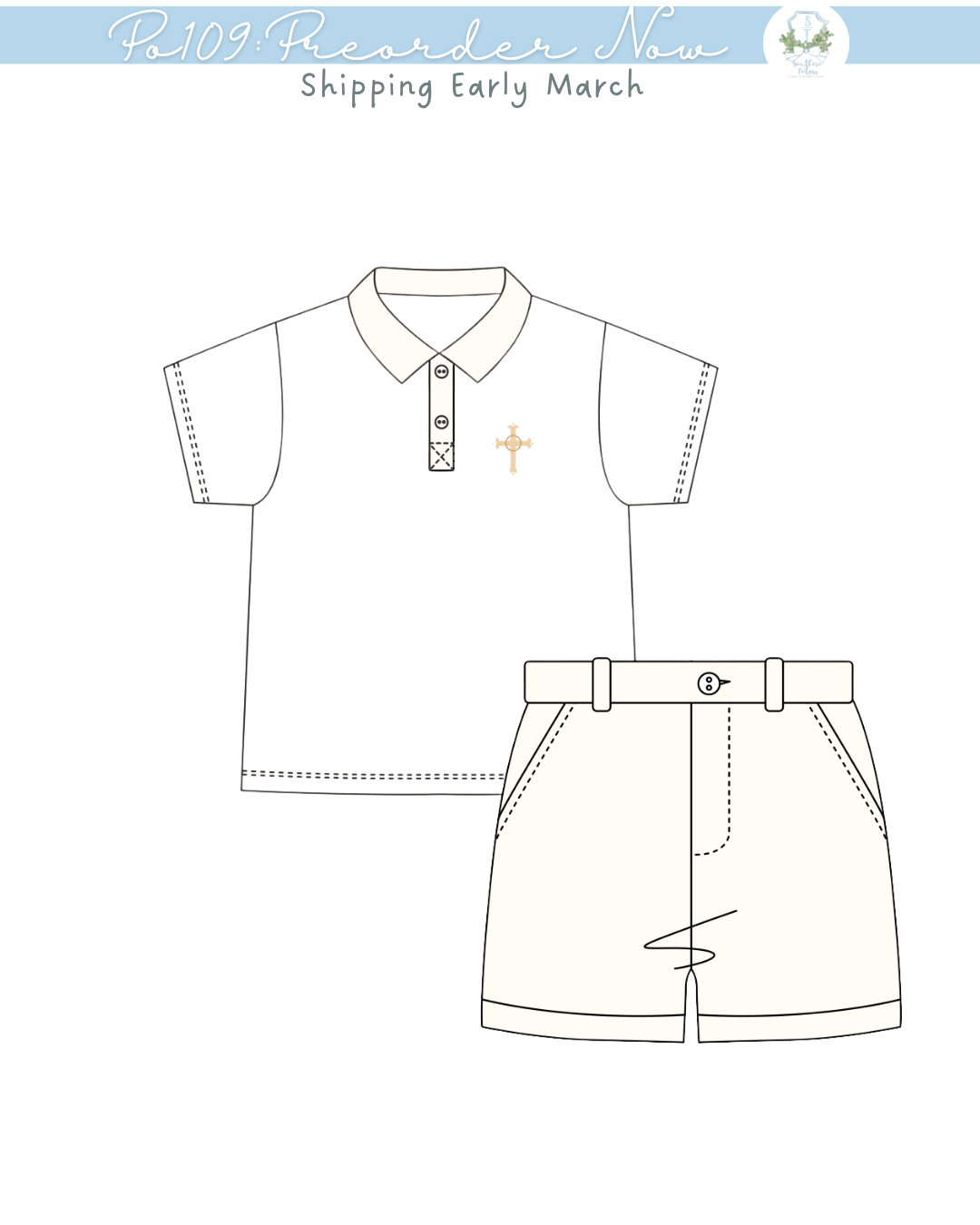 PO109: Linen Cross Polo Short Set