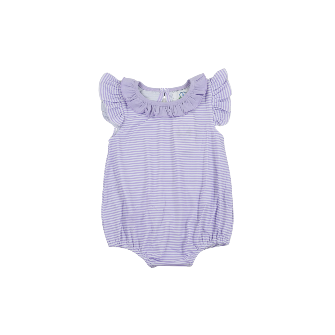Flutter Sleeve Girl Purple Stripe Bubble