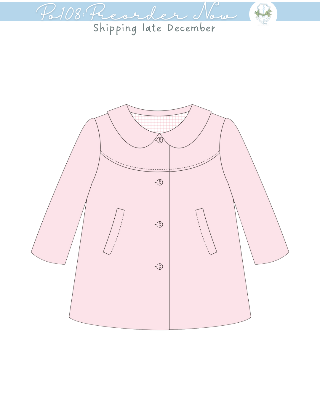 PO108: Cool Weather Girls Light Pink Coat