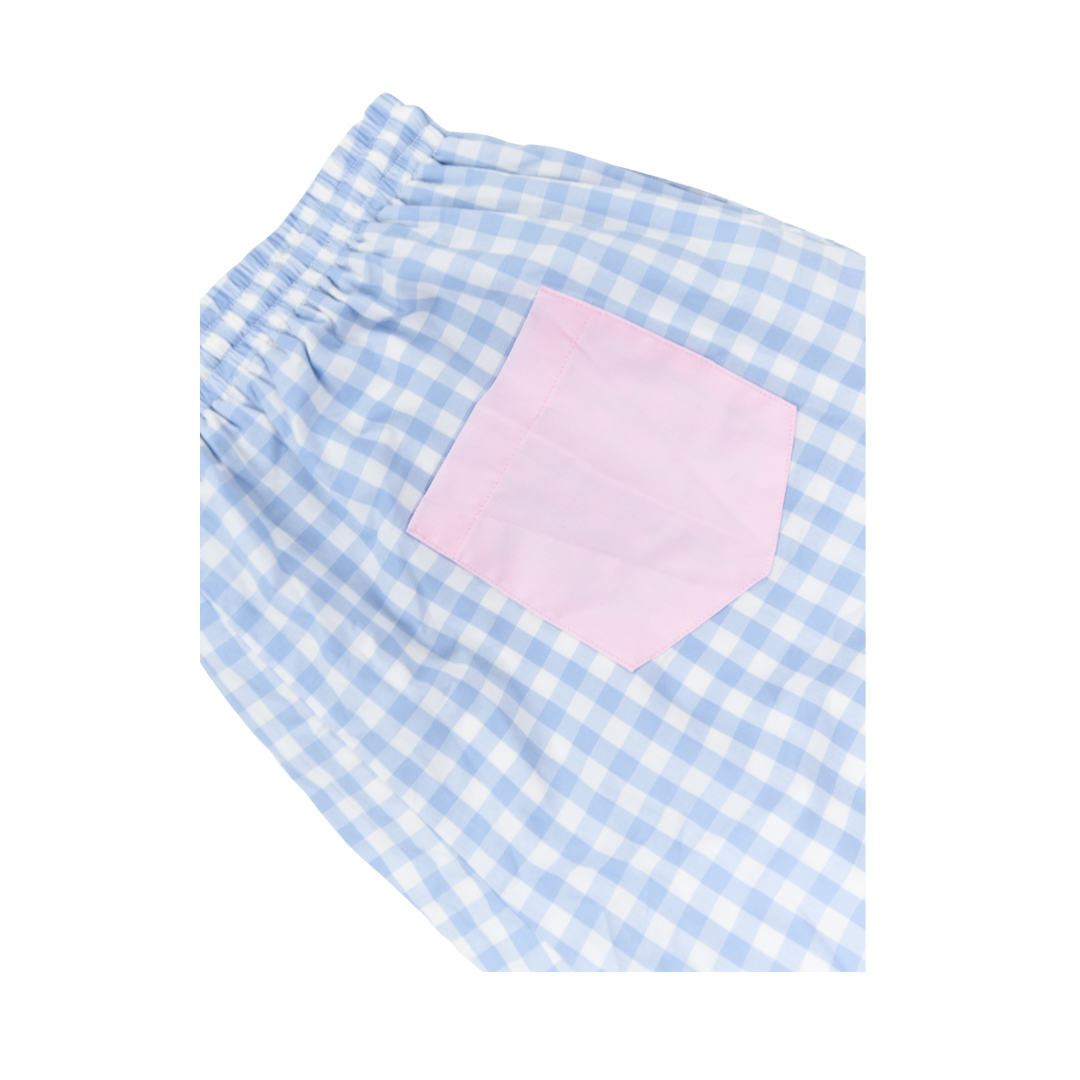 Dad Blue Gingham Swim Shorts