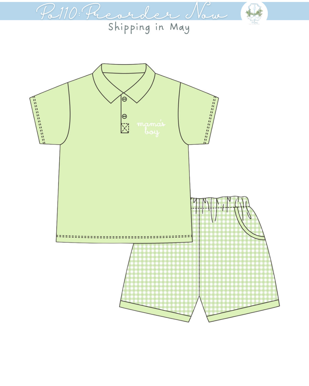 PO110: Mama's Garden Boy Short Set