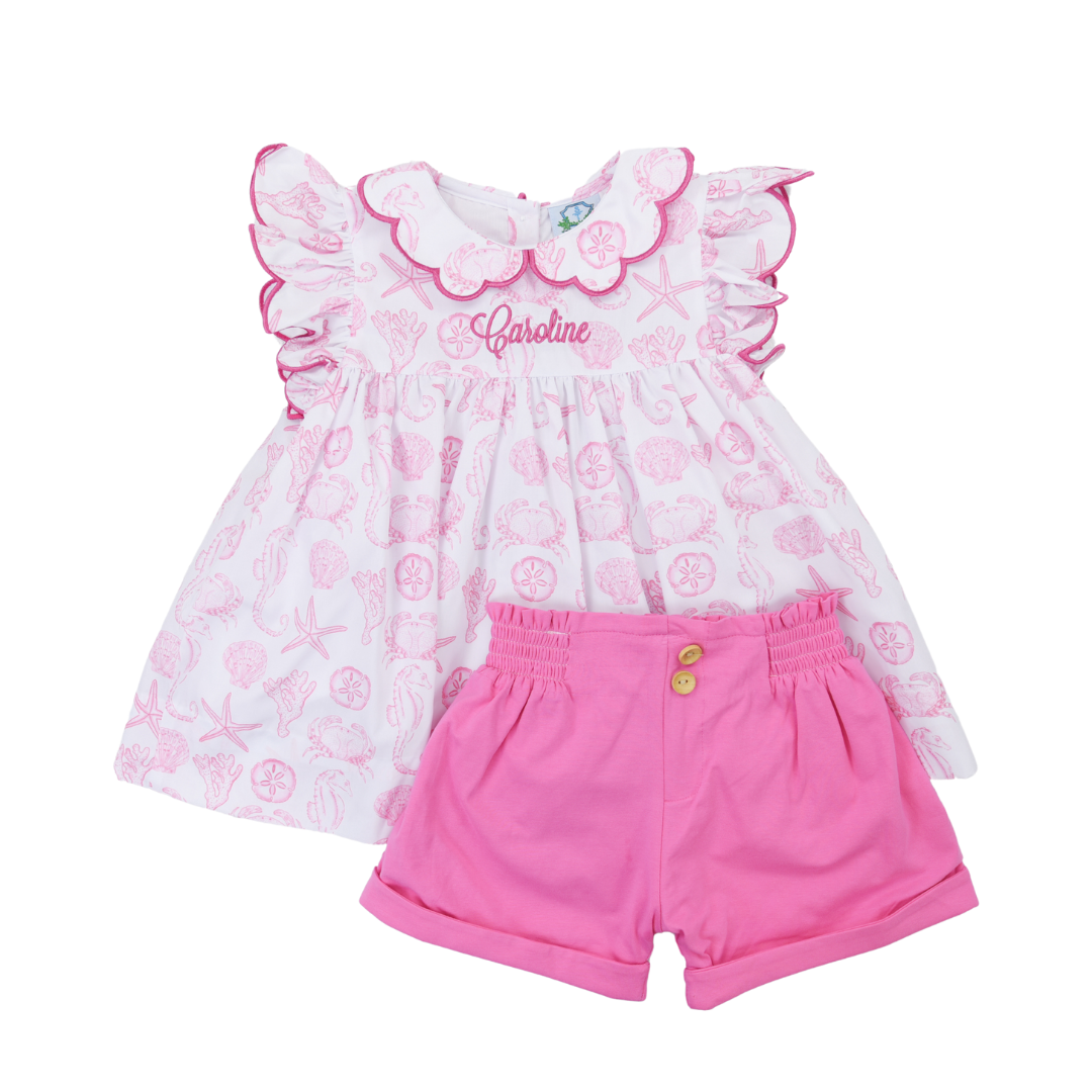 Seashell Printed Girl Short Set