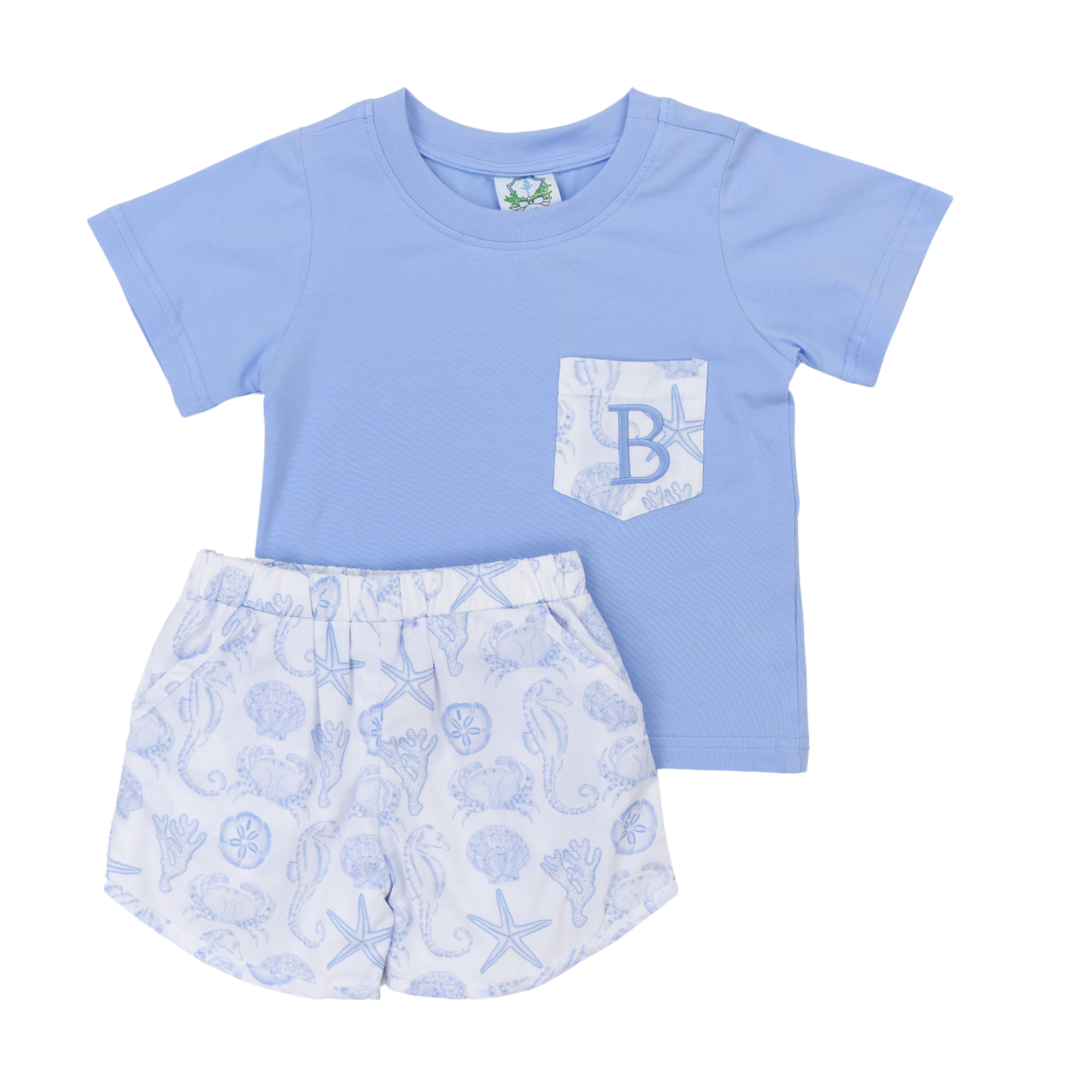Seashell Printed Boy Short Set