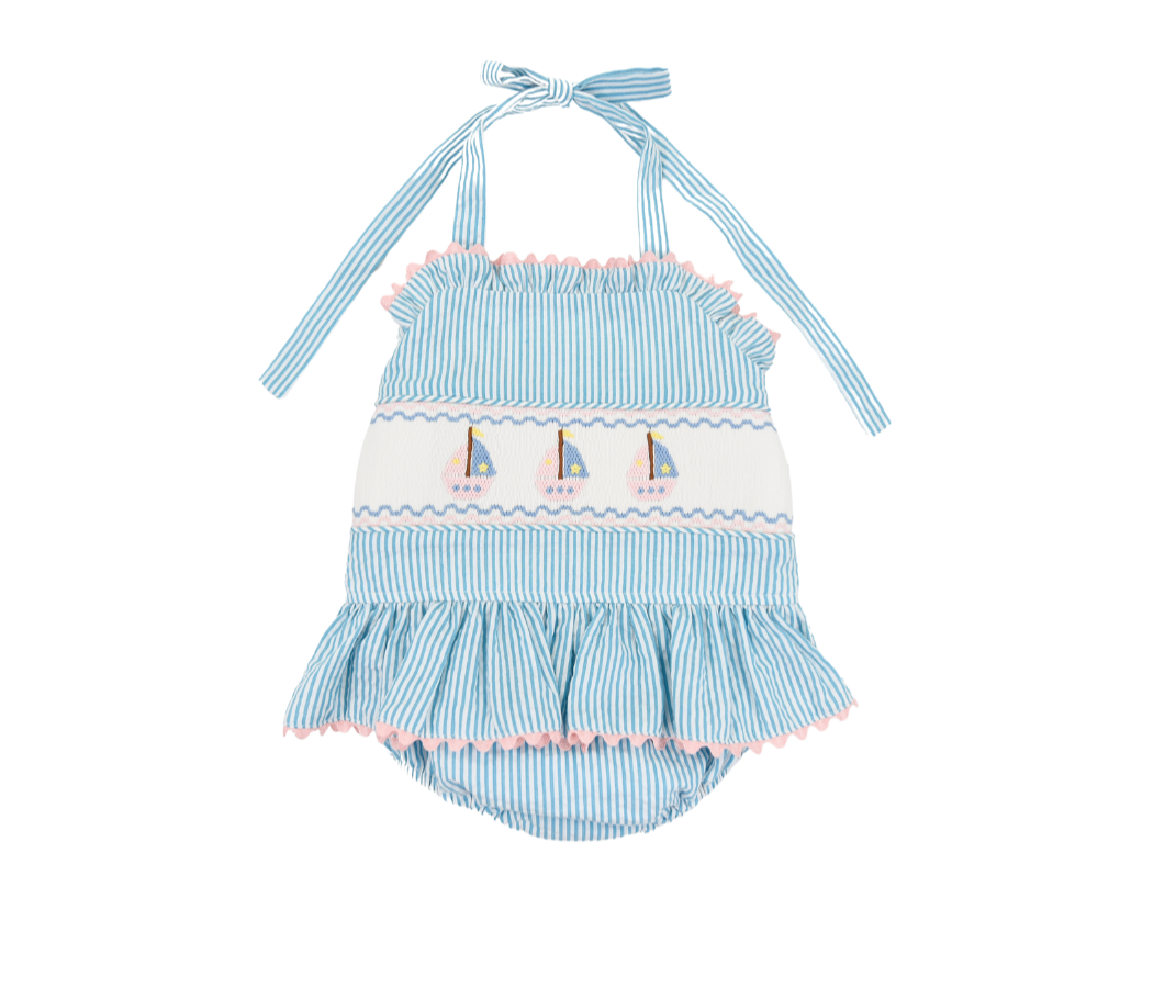 Stripe Sailboat One Piece Swimsuit