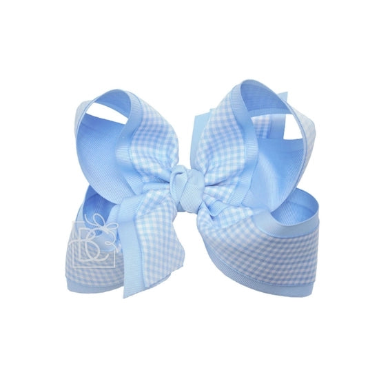 5.5in Bow Huge Gingham Layered Blue