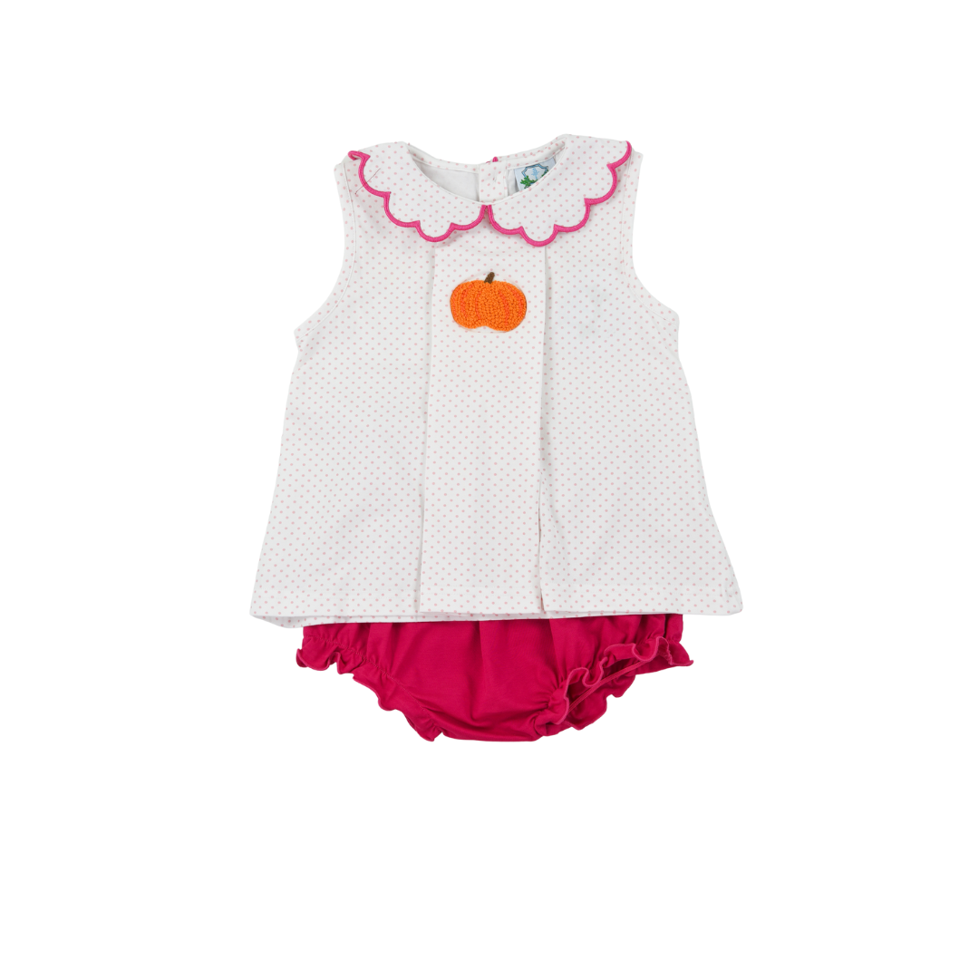 Pink Bitty Dot Pumpkin Diaper Set