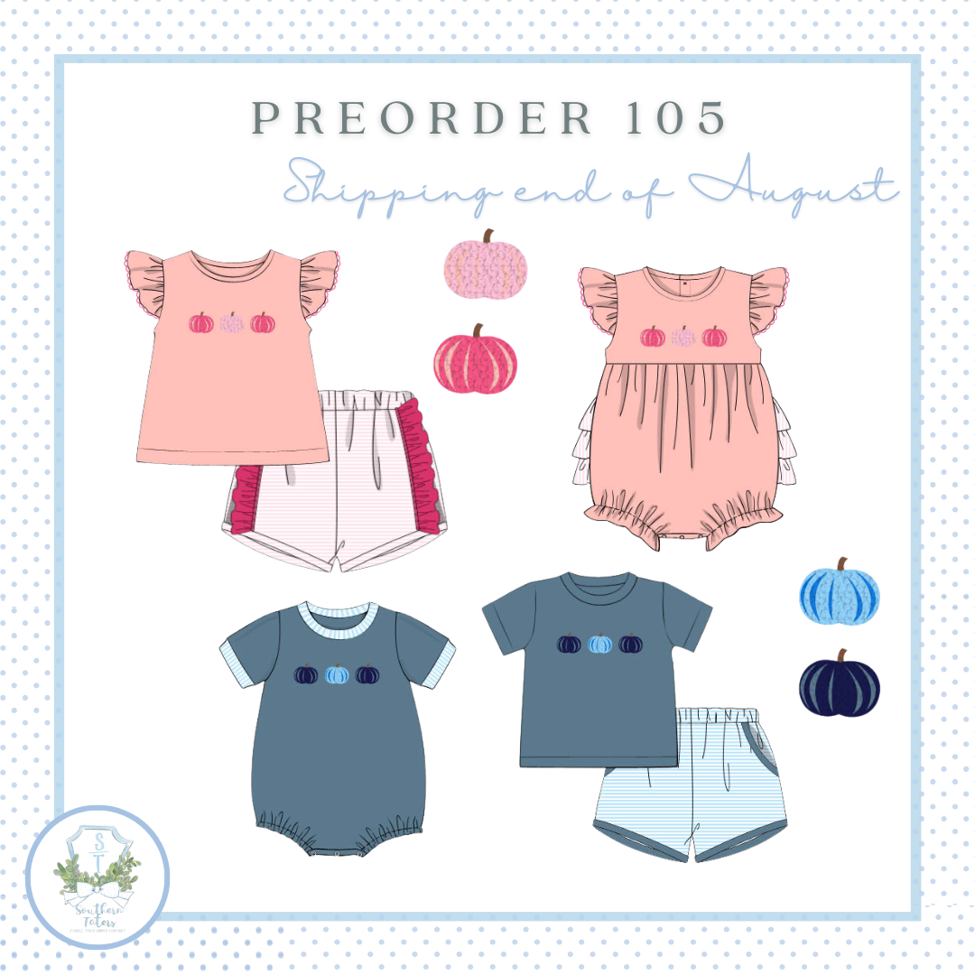 PO105: Cute & Colorful Pumpkin Knit Girls Short Set