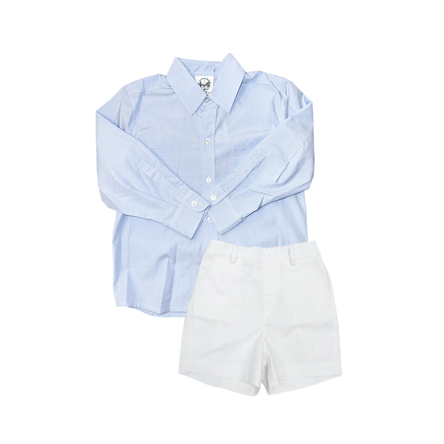 Boys Gingham Button Down Shirt and Linen Short Set