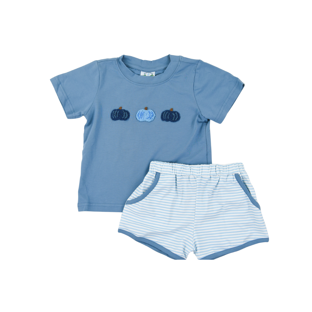 Cute & Colorful Pumpkin Knit Boys Short Set