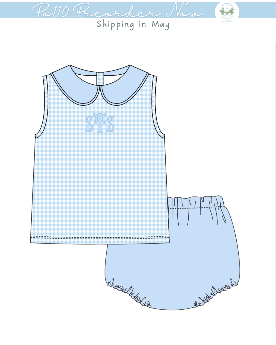 PO110: Hydrangea Boys Diaper Set