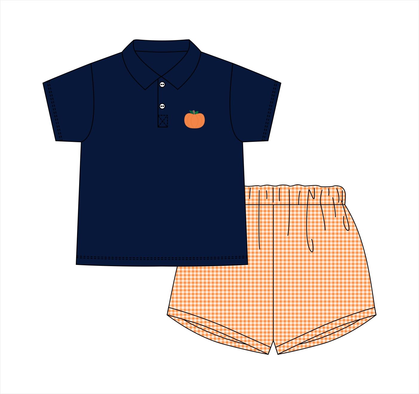 PO114: Autumn Applique Polo Short Set