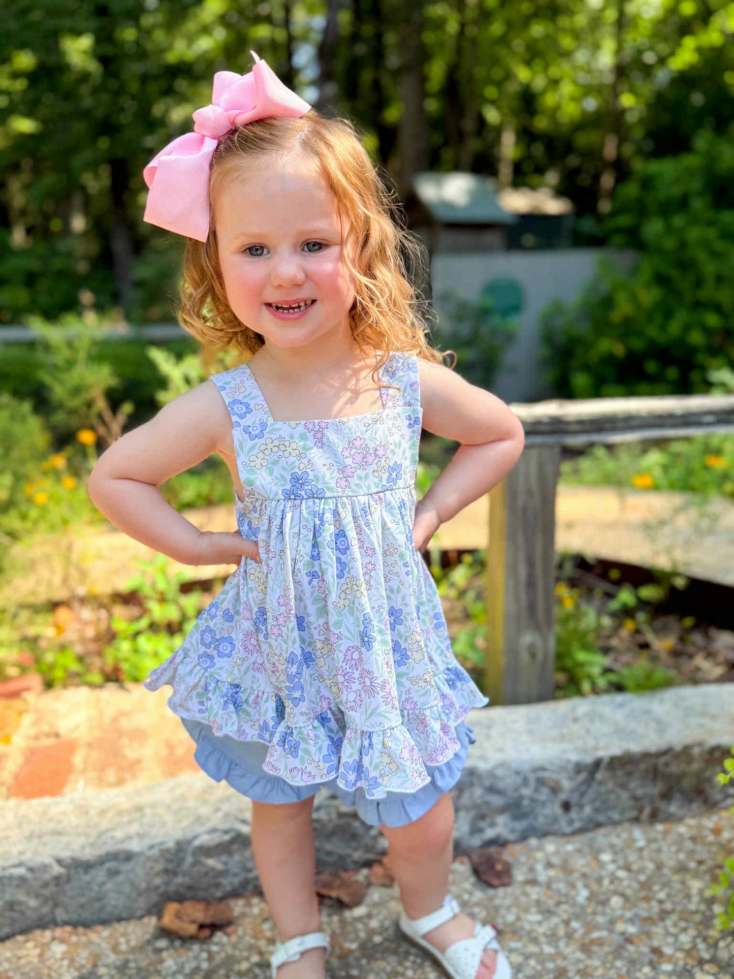 Yellow Simple Floral Short Set