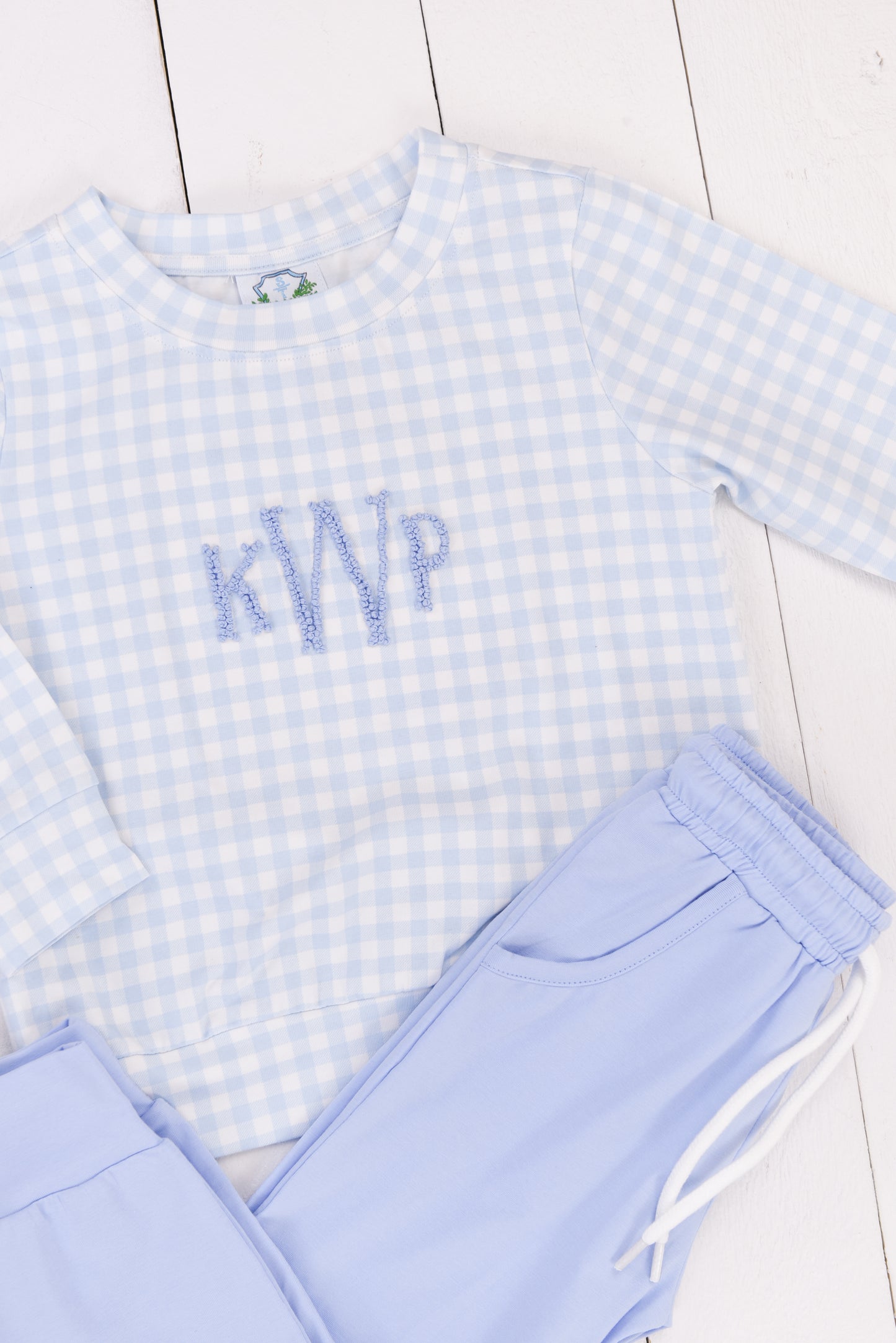 Blue Gingham Jogger Set