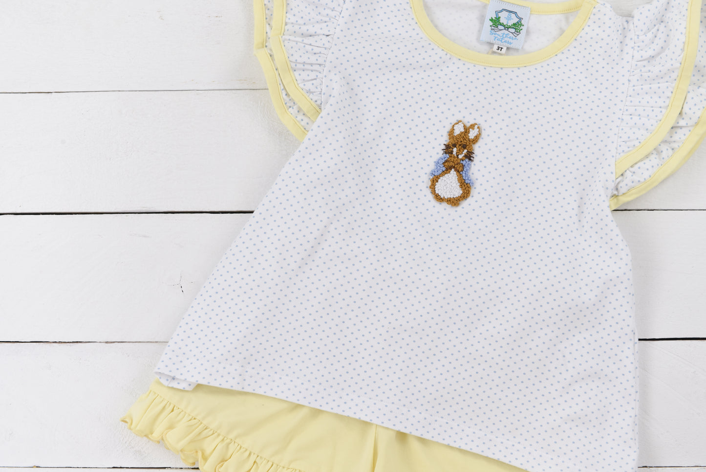 Blue Bitty Dot Rabbit Girls Short Set