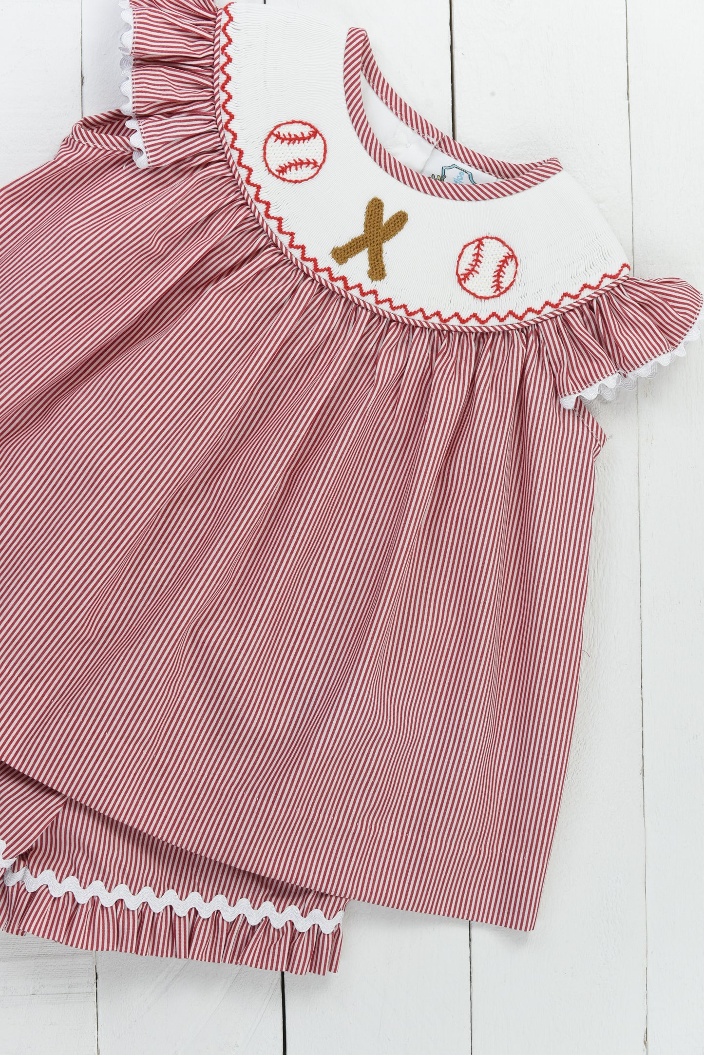 Smocked Baseball Girl Short Set