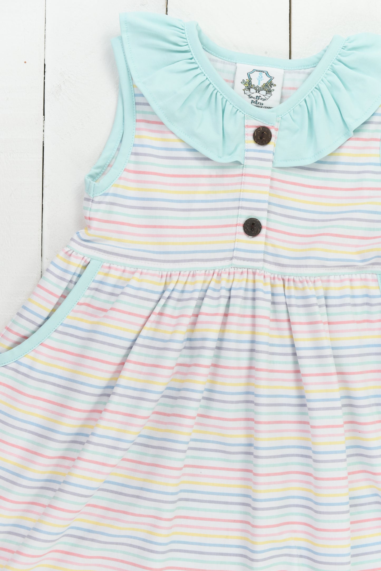 Mint and Pastel Stripes Collar Dress