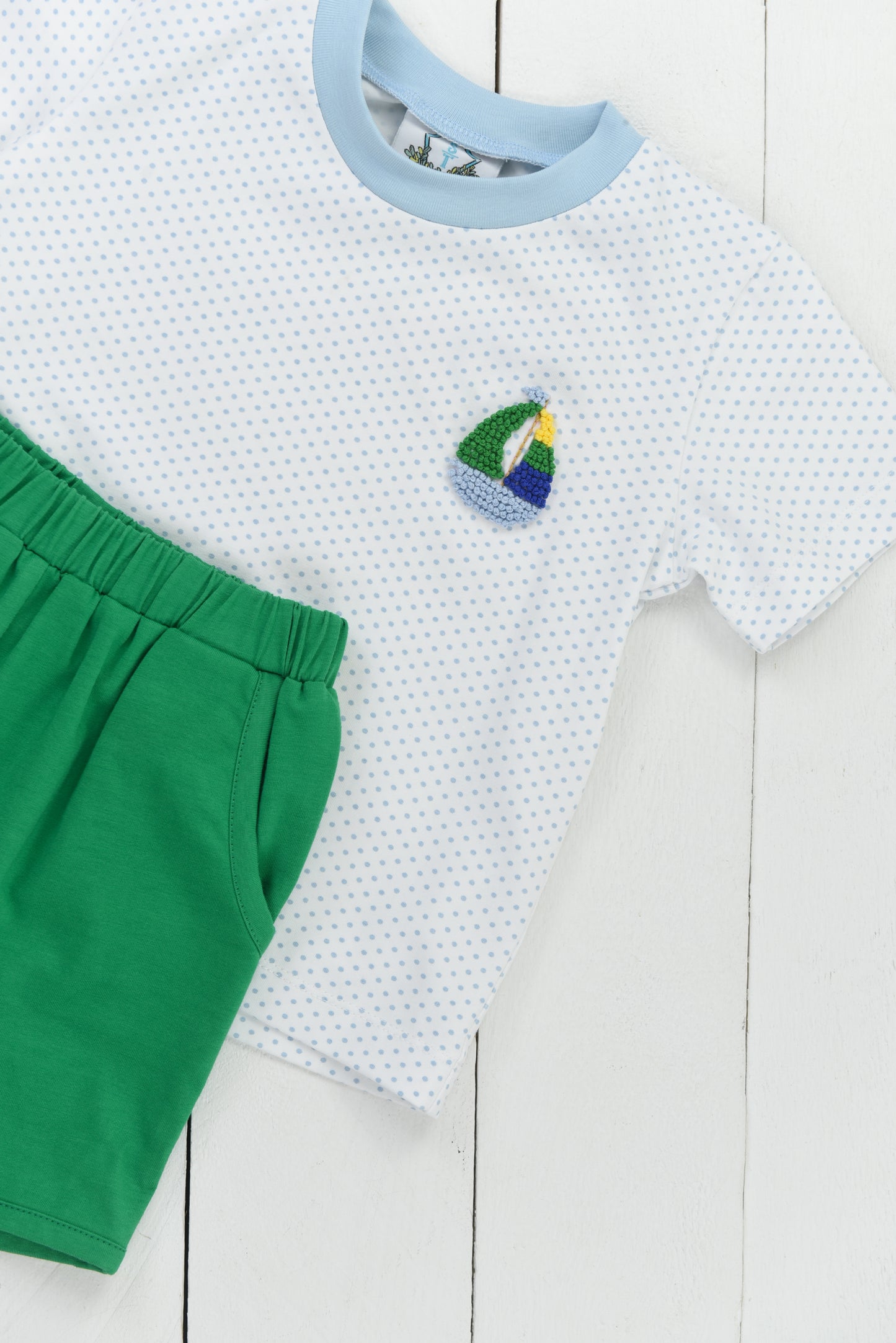 French Knot Sailboat Boys Short Set