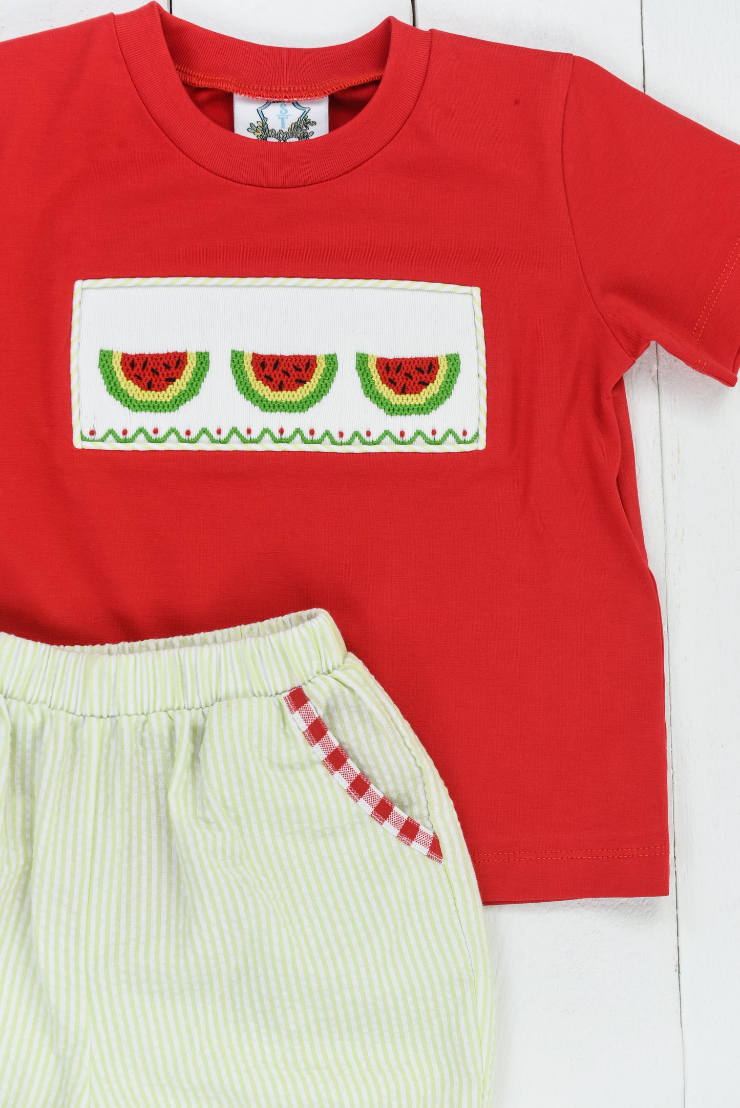 Smocked Watermelon Boy Short Set